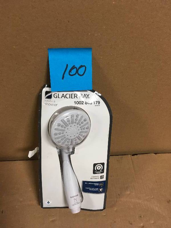 lot 100 image: Glacier Bay 3-Spray Hand Shower in White  in good condition
