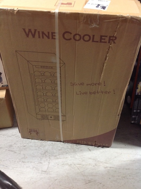 lot 110 image: AKDY 15 in. 30-Bottle Wine and 60-Can Built-in Compressor Beverage Cooler in good conditions