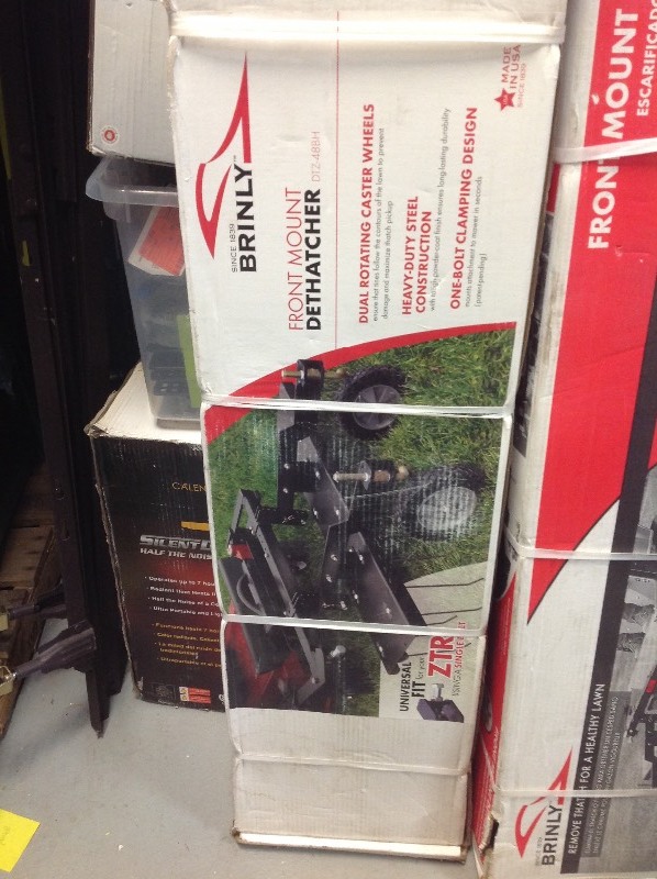 lot 111 image: Brinly-Hardy 48 in. Front Mount Dethatcher for ZTR Mowers in good conditions