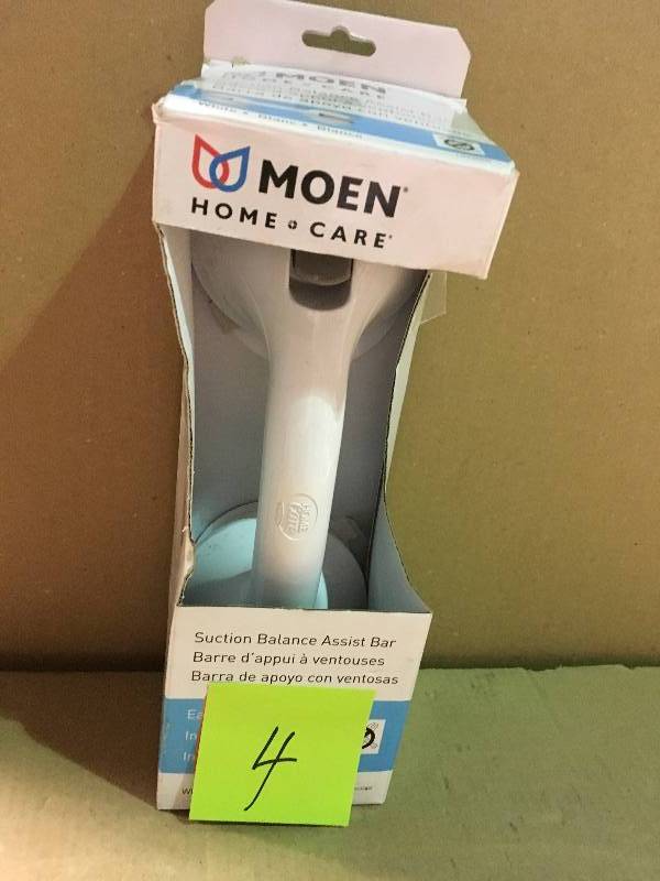 lot 4 image: MOEN Home Care 12 in. x 1.26 in. Suction Balance Assist Bar in White in good condition