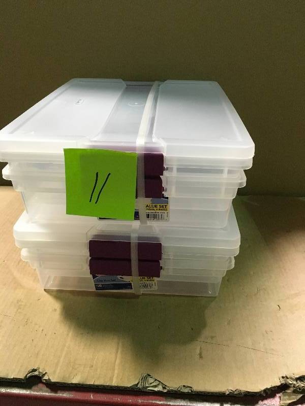 lot 11 image: Sterilite Multi-Size Clip Box Set (4-Pack) in good condition