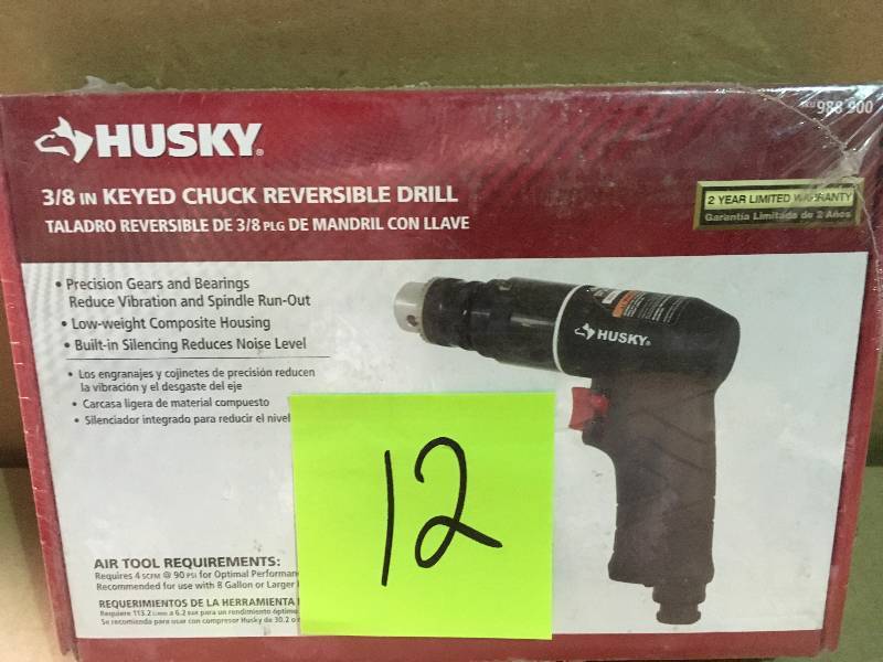 lot 12 image: Husky 38 in. Keyed Chuck Reversible Drill in good condition