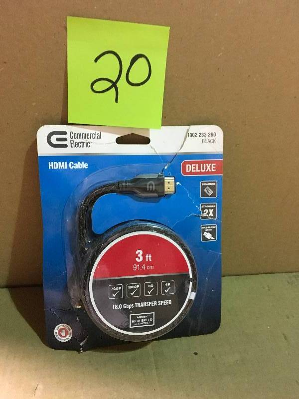 lot 20 image: Commercial Electric 3 ft. Deluxe HDMI Cable  in good condition