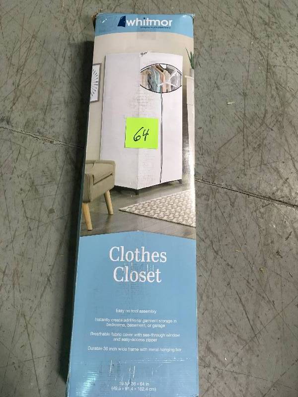 lot 64 image: Whitmor 36 Fabric Clothes Closet in good condition