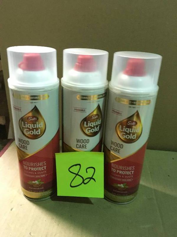 lot 82 image: Scotts Liquid Gold Wood Care Pourable Surface Care Protection 20 Oz QTY 3 not used