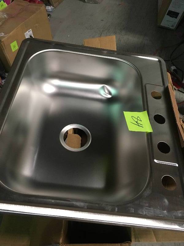 lot 84 image: Glacier Bay Drop-In Stainless Steel 25 in. 4-Hole Single Bowl Kitchen Sink PLEASE SEE PHOTO DAMAGE