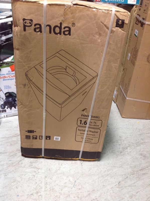 lot 108 image: Panda 1.60 cu. ft. White Compact Top Load Washer with Stainless Steel Tub in good conditions