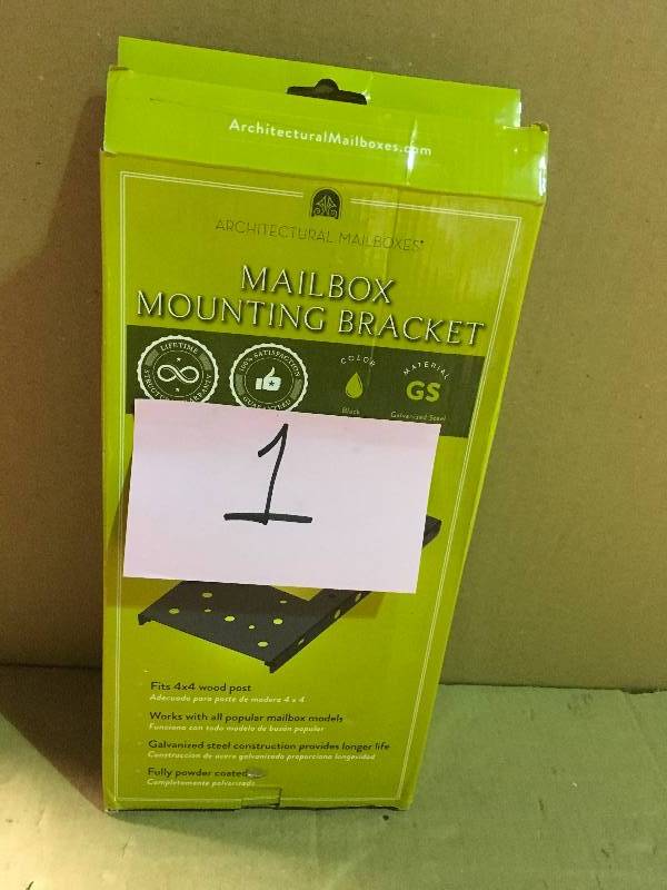 lot 1 image: Architectural Mailboxes 4 in. x 4 in. Post Adapter in Black with 3 Mailbox Mounting Options in good condition