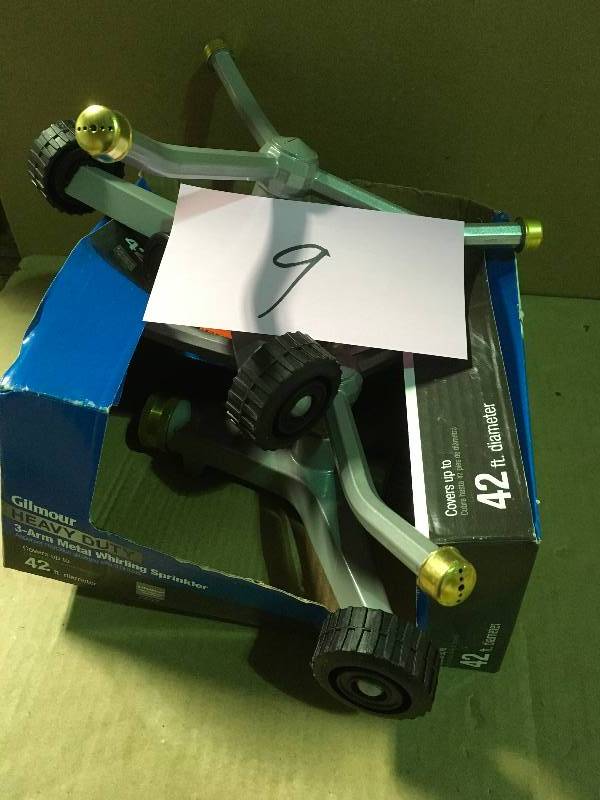 lot 9 image: Gilmour 1,225 sq. ft. 3 Arm Whirling Sprinkler  in good condition