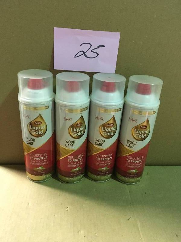 lot 25 image: Scotts Liquid Gold Pourable 20oz Wood Cleaner & Preservative QTY 4 not used