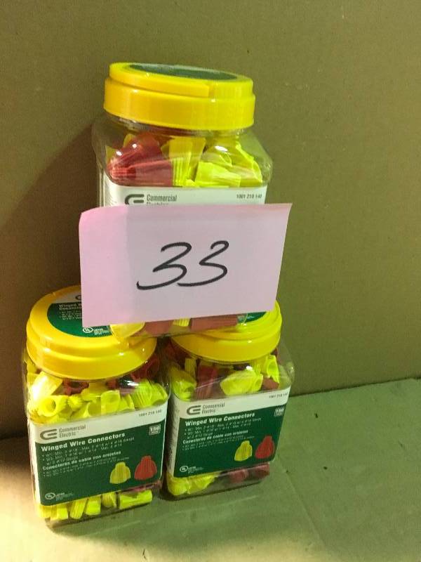 lot 33 image: Commercial Electric WINGTWIST Assorted Red and Yellow Wire Connectors (150-Pack) QTY 3  in good condition