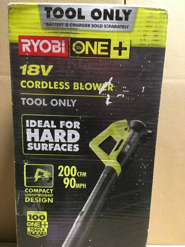 lot 72 image: RYOBI ONE 90 MPH 200 CFM 18-Volt Lithium-Ion Cordless Leaf Blower - Battery and Charger Not Included in good condition