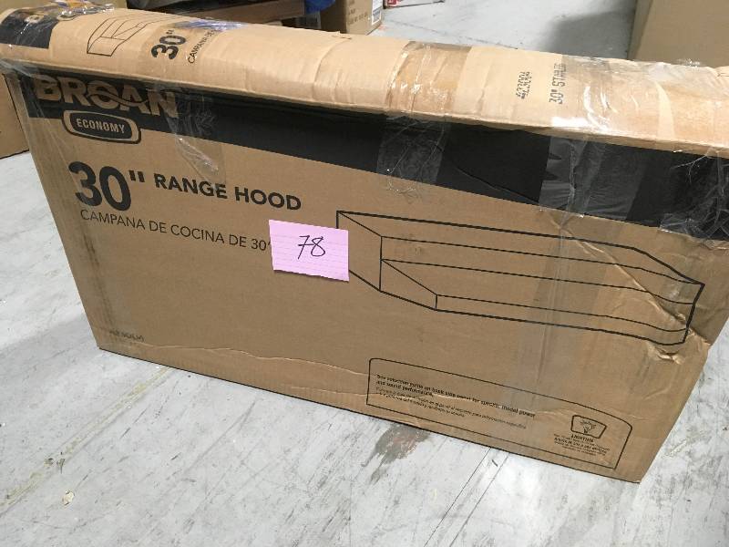 lot 78 image: Broan 42000 Series 30 in. Under Cabinet Range Hood with Light in Stainless Steel in good condition