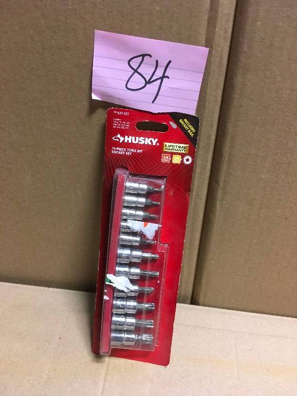 lot 84 image: Husky 14 and 38 in. Drive Torx Bit Socket Set (11-Piece) in good condition