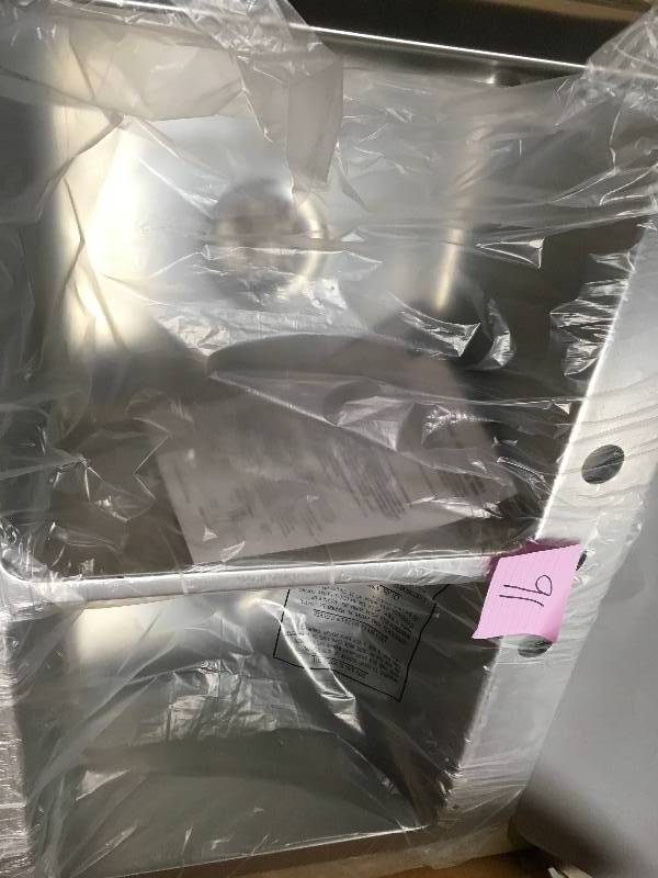 lot 91 image: Elkay Avenue Drop-inUndermount Stainless Steel 33 in. 5050 Double Bowl Kitchen Sink with Bottom Grid not used