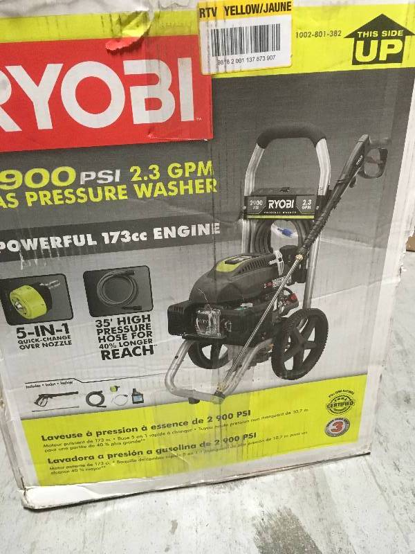 lot 104 image: RYOBI 2,900 PSI 2.3-GPM Gas Pressure Washer in good condition