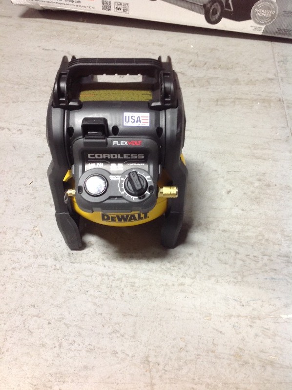 lot 109 image: Dewalt FLEXVOLT 2.5 Gal. 60-Volt MAX Brushless Cordless Electric Air Compressor Tool Only in good condition