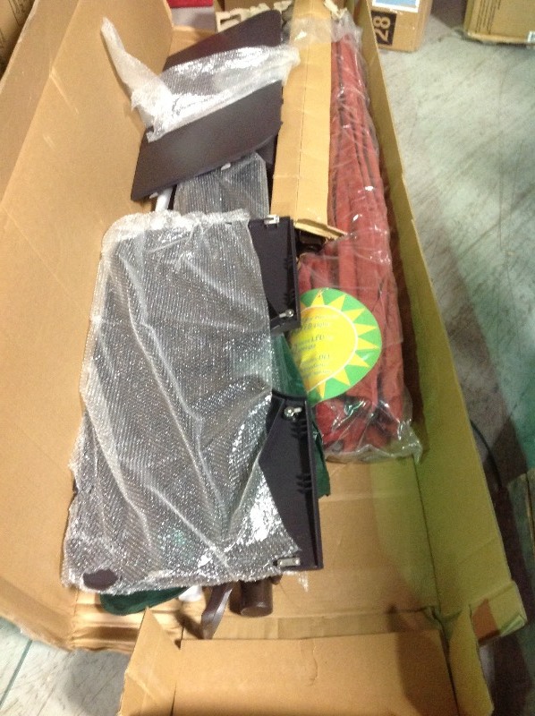 lot 118 image: Hampton Bay 11 ft. LED Round Offset Patio Umbrella in Chili Red in good conditions