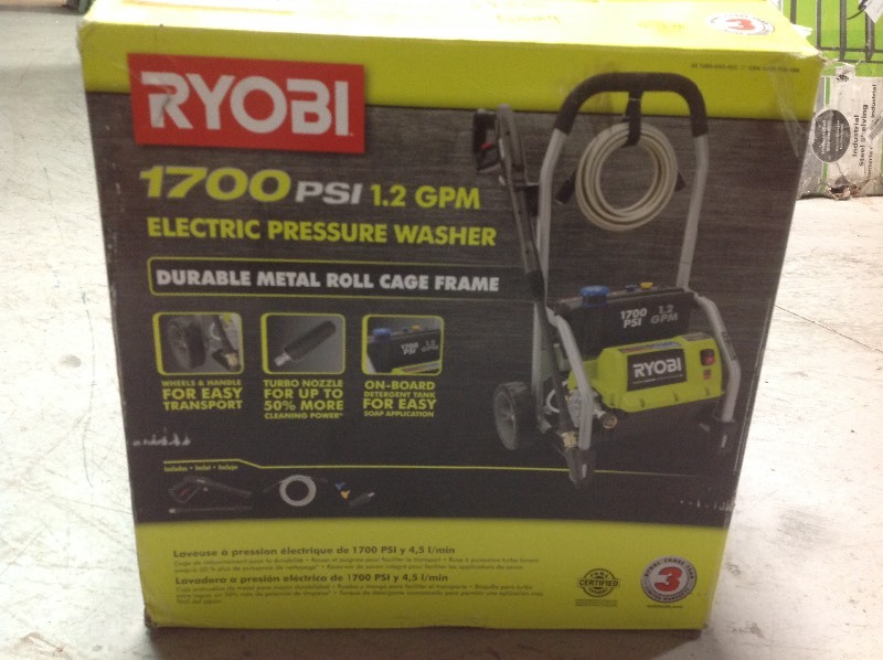 lot 112 image: RYOBI 1,700 PSI 1.2 GPM Electric Pressure Washer in good conditions