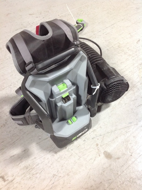 lot 114 image: EGO Battery Backpack Leaf Blower in working conditions missing one tub tool only