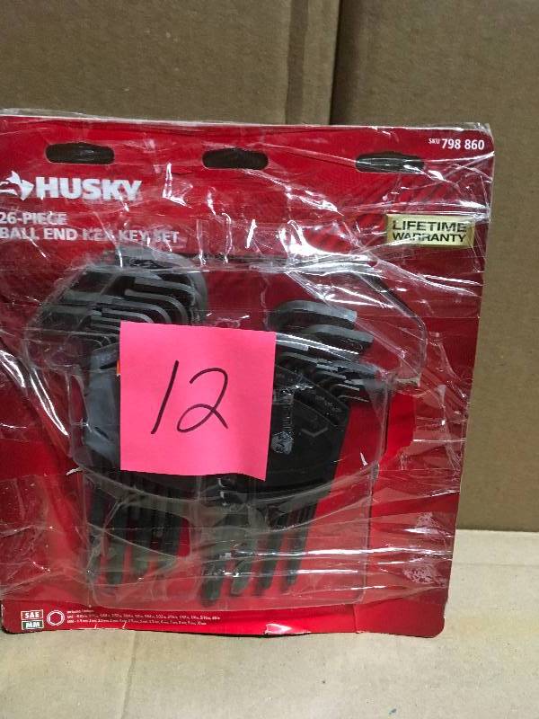 lot 12 image: Husky SAEMetric Ball End Hex Key Set (26-Piece)  in good working condition