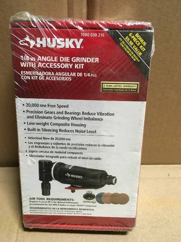 Angle Die Grinder With Accessory Kit Husky 1//4 In