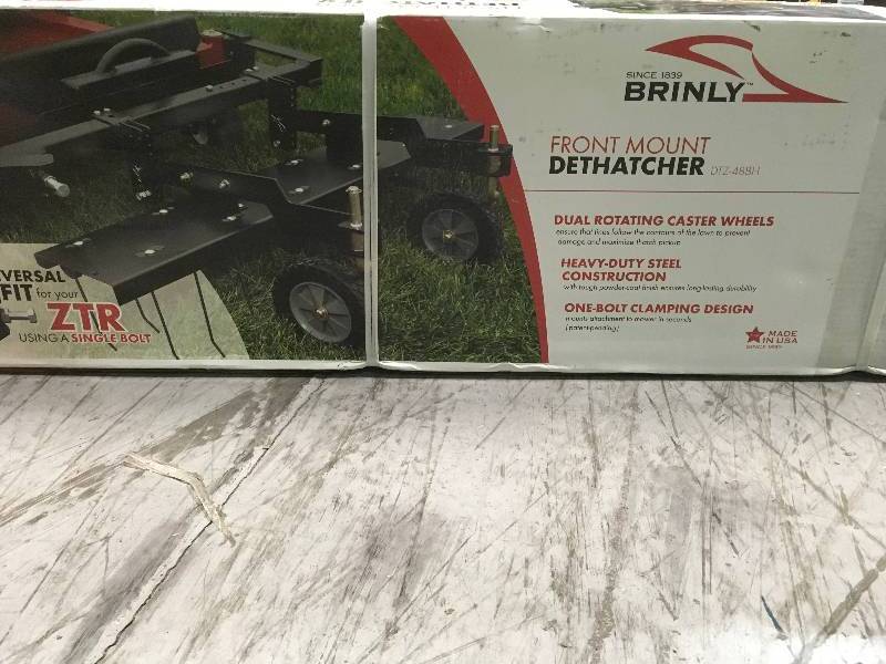 lot 35 image: Brinly-Hardy 48 in. Front Mount Dethatcher for ZTR Mowers not used