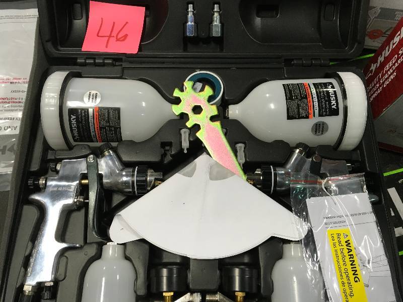 lot 46 image: Husky HVLP and Standard Gravity Feed Spray Gun Kit  in good working condition