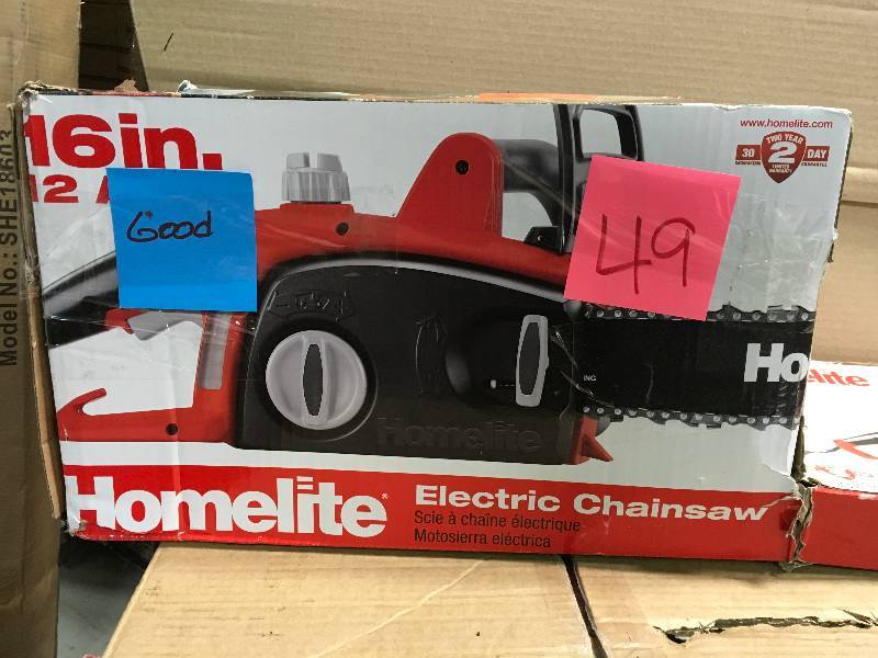 lot 49 image: Homelite 16 in. 12 Amp Electric Chainsaw  in good working condition
