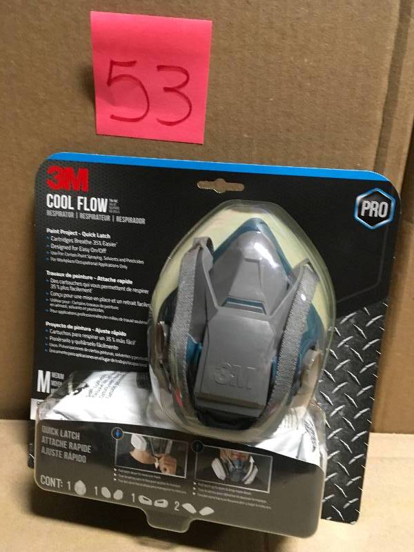 lot 53 image: 3M Medium Paint Project Respirator with Quick Latch Mask in good condition