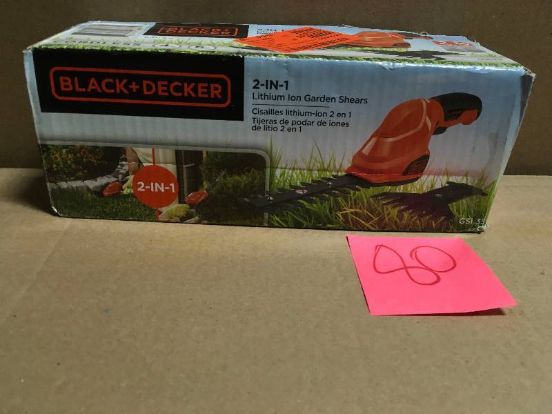 lot 80 image: BLACKDECKER 6 in. 3.6-Volt Lithium-Ion Cordless 2-in-1 Compact Garden Shears and Trimmer Combo with Rechargeable Battery and Charger in good condition