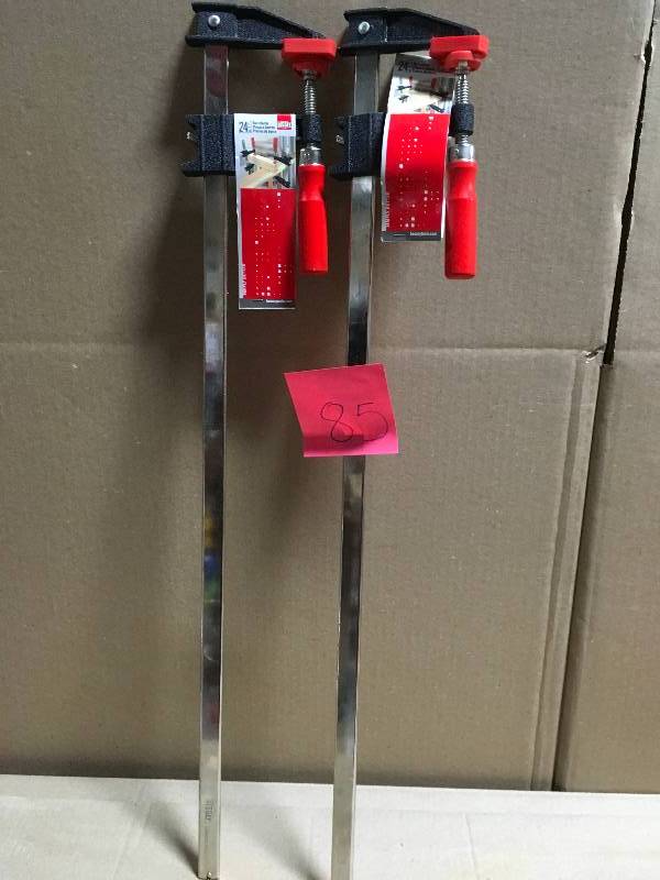 lot 85 image: BESSEY 24 in. Clutch Style Bar Clamp with Wood Handle and 2-12 in. Throat Depth in good condition