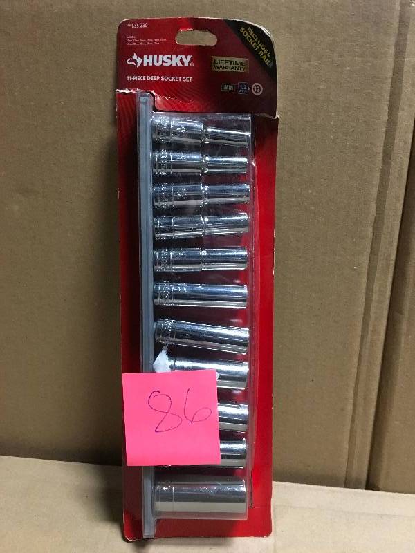 lot 86 image: Husky 12 in. Drive Deep Metric Socket Set (11-Piece) in good condition