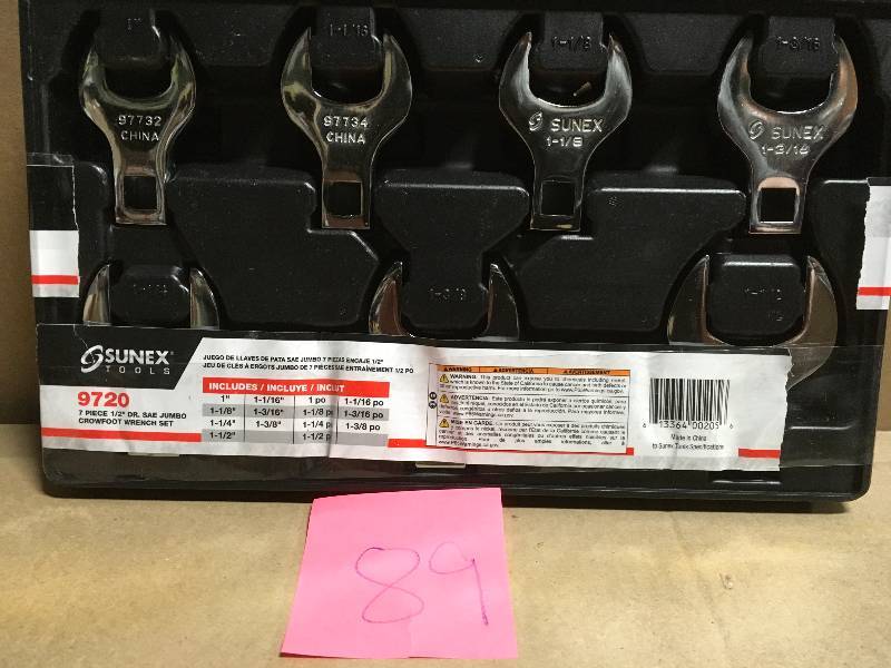 lot 89 image: Sunex Crowfoot Wrench Set in good condition