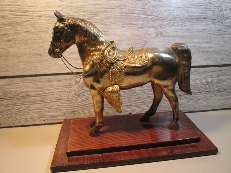 lot 19 image: Vintage Brass Saddled Horse Figure ...