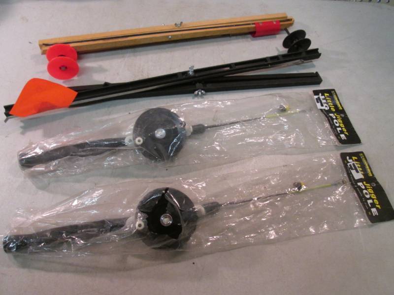 lot 49 image: Lot of Ice Fishing Jig Poles and Ti...