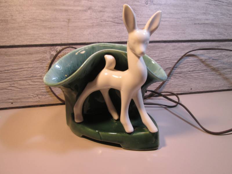 lot 112 image: Vintage Ceramic Deer LampPlanter  ...