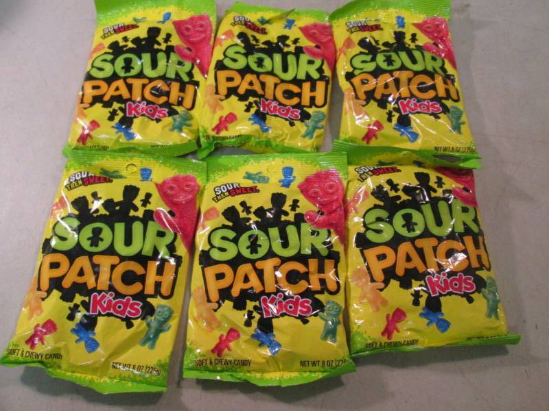 lot 149 image: 6 Bags of Sour Patch Kids Candy Bes...