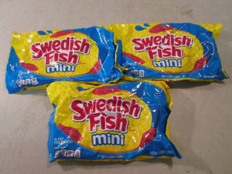 lot 151 image: 3 Big Bags of Swedish Fish Mini Can...