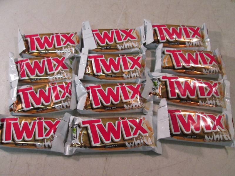 lot 201 image: 12 Twix White Chocolate Cookie Bars...