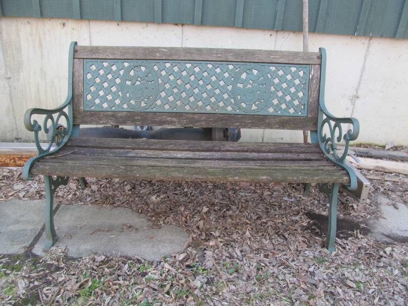 lot 56 image: cast iron patio bench
