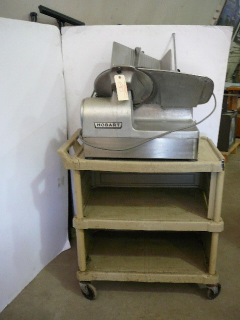 lot 80 image: Hobart Rotating Knife Automatic Meat Cutter With Cart on Wheels