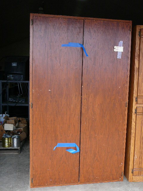 lot 110 image: Wooden 2 Door Storage Cabinet With 6 Shelves