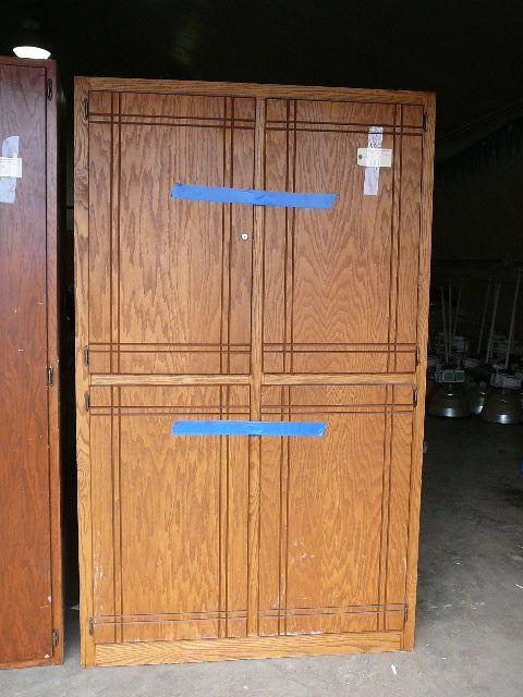 lot 111 image: Wooden 4 Door Storage Cabinet With Shelves