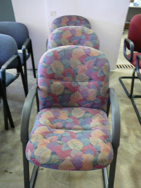 lot 38 image: 3 Floral Waiting Room Chairs