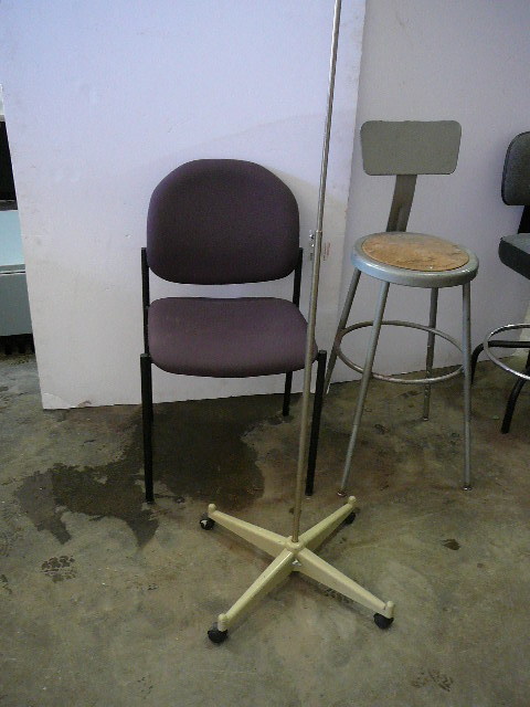 lot 70 image: Chair, Stool, IV Holder