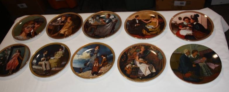 lot 58 image: Normon Rockwell Collectible Plate Lot  25 Items