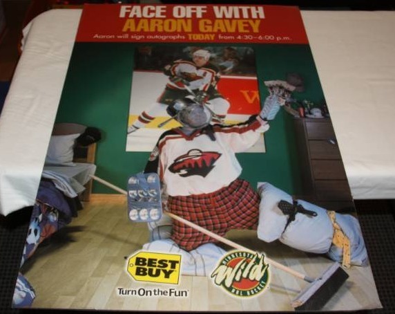 lot 115 image: 36x24 Minnesota Wild Aaron Gavey Autograph Signing Sign