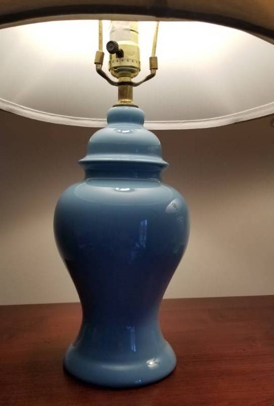 lot 29 image: Pair of Blue Ginger Jar Lamps