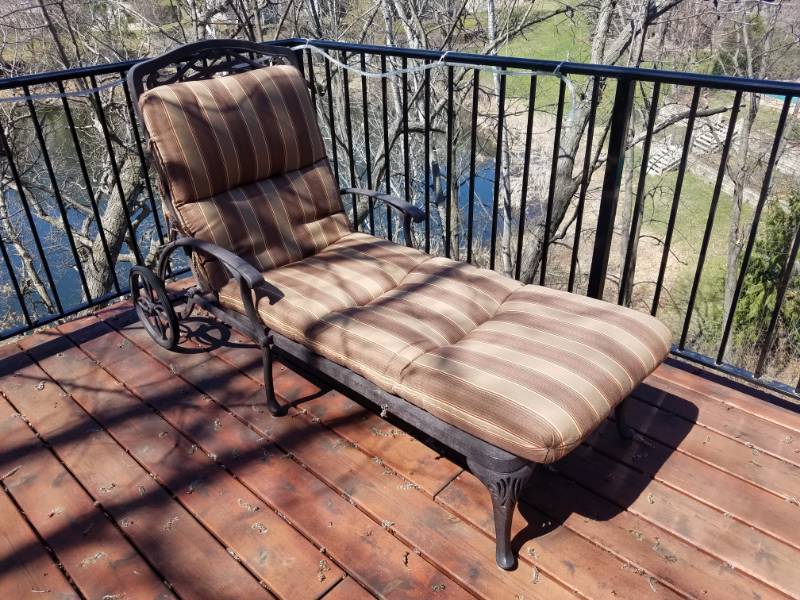 lot 41 image: Cast Iron Nelson Outdoor PatioDeck Set (9 Piece)
